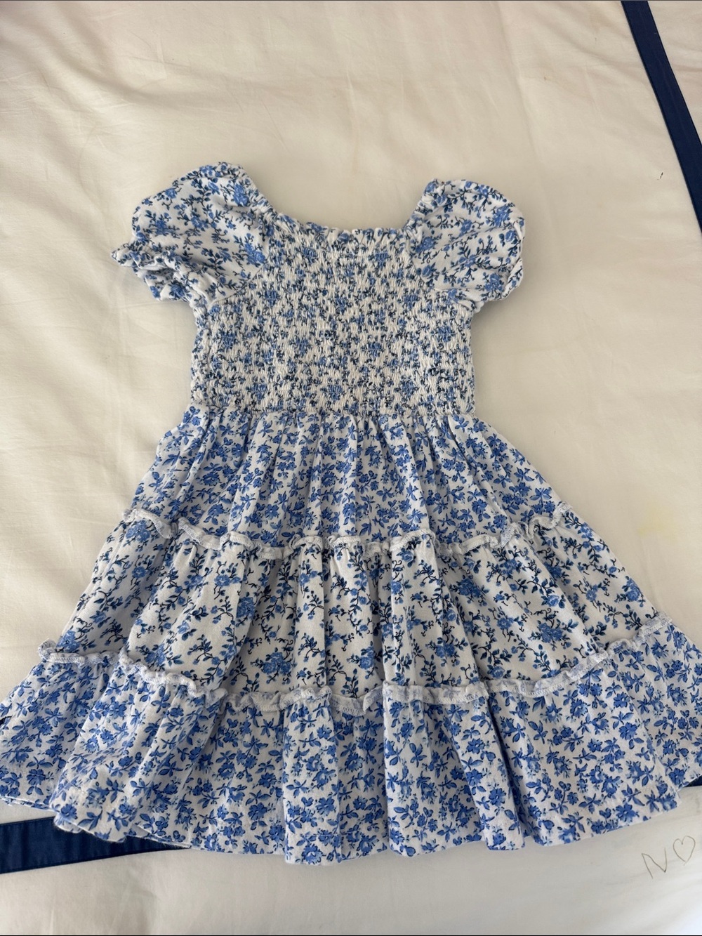 Polo by Ralph Lauren Blue and White Floral Smocked Casual Dress